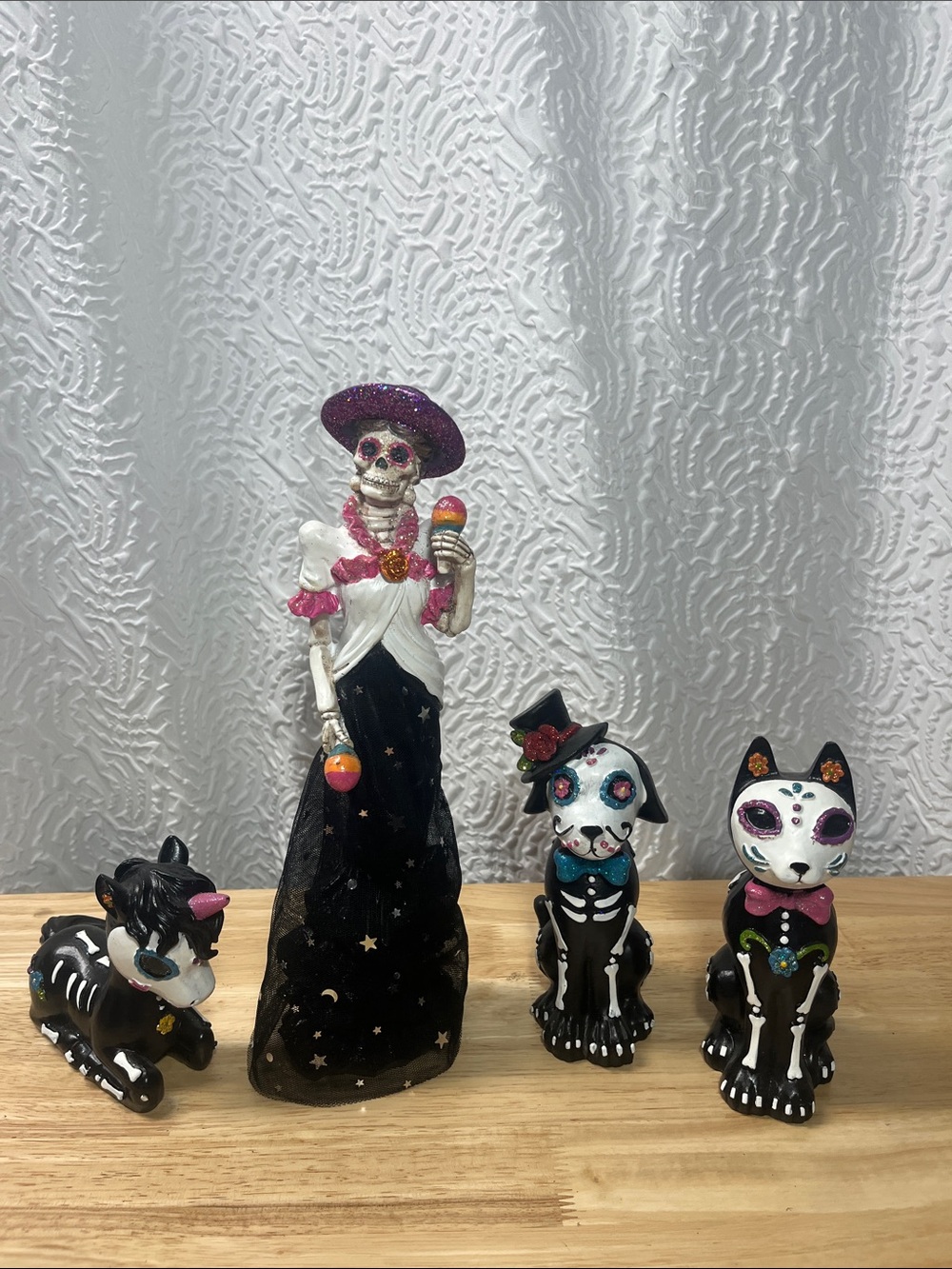 Walgreens Day of the Dead 4pc Tabletop Decor Set La Catrina Dog Cat Unicorn 2020